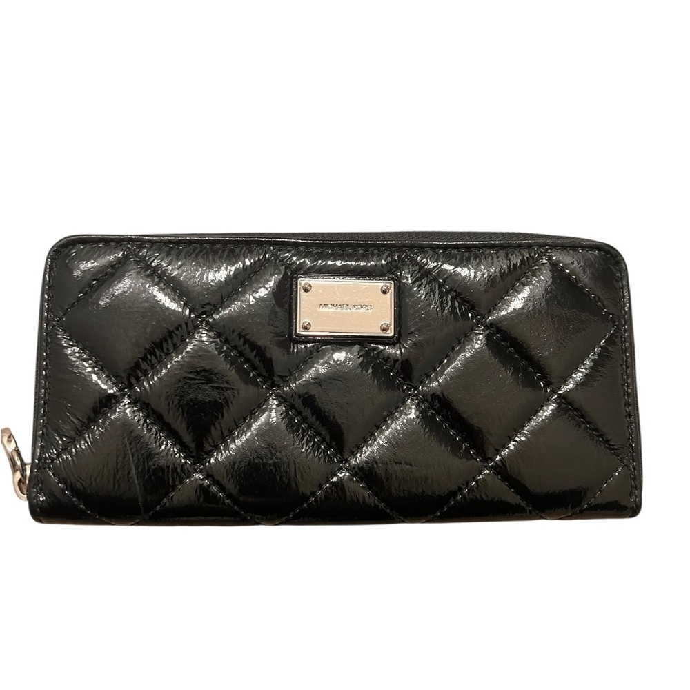 Michael Kors Patent Black Quilted Wallet